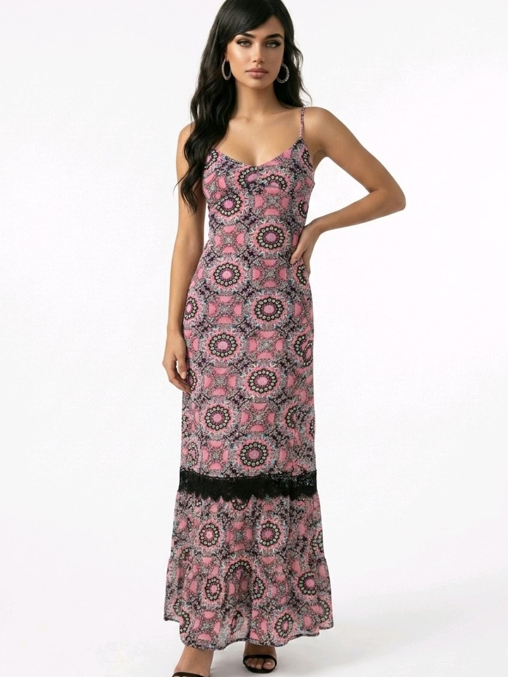 Maxi Dress with Black Trim